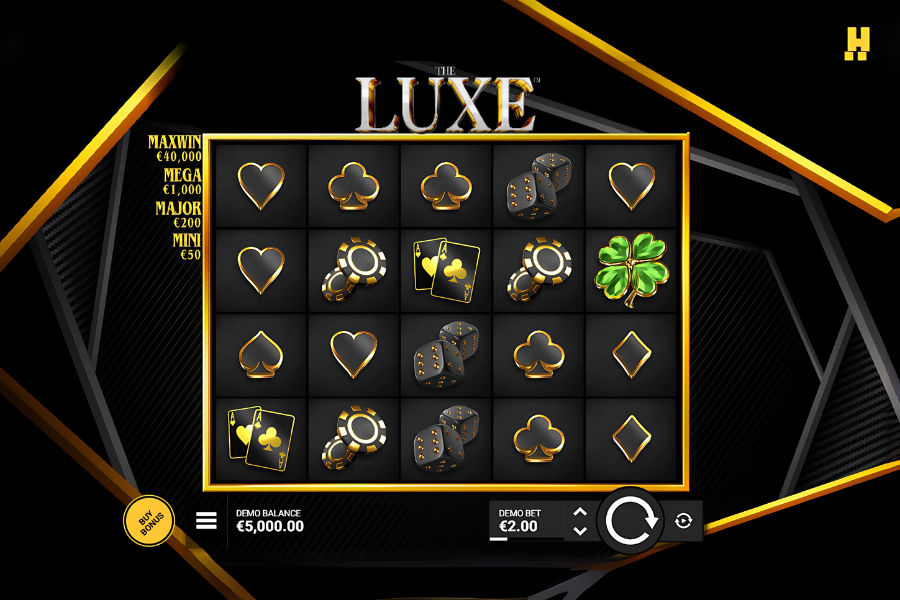 the demo play of the luxe high volatility slot