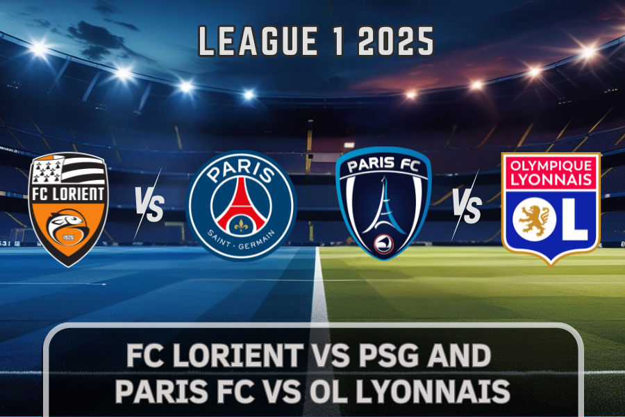 psg and lorient and paris fc and lyon football team logos in ligue 1