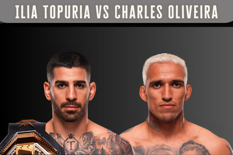 portraits of ilia topuria and charles oliveira