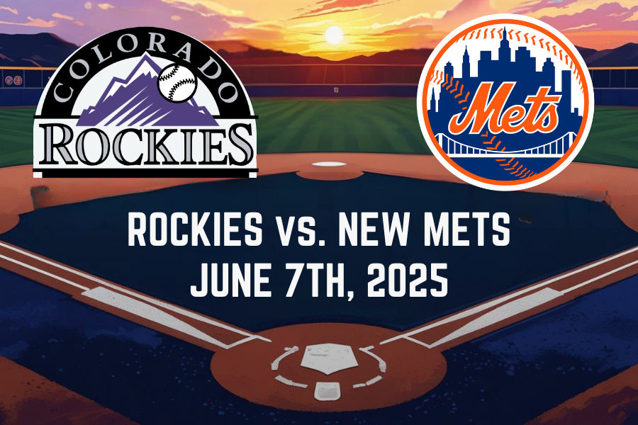 a baseball field with the logos of rockies and new york mets
