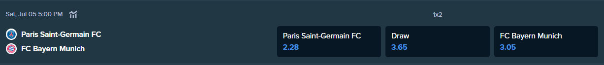 psgとバイエルンのブックメーカーオッズ