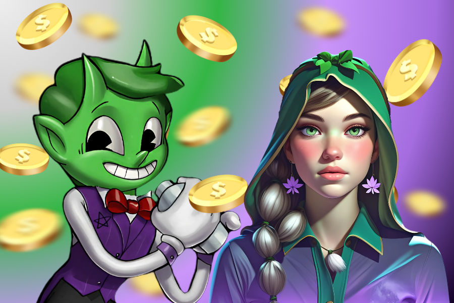 the characters from the booze bash and temple guardians slot