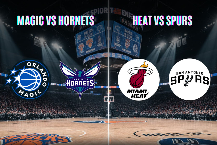 nba matches between spurs and heat and magic and horn basketball teams