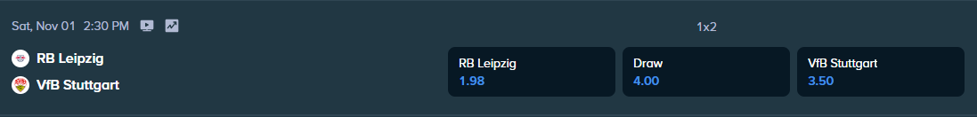 betting odds for the match between vfbstuttdart and rbleipzig