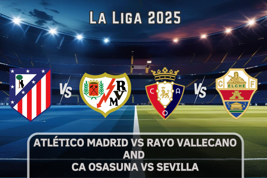 atletico madrid and rayo vallecano and osasuna and elche official logos