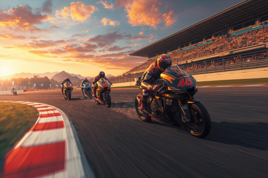 bikers riding on japanese motogp