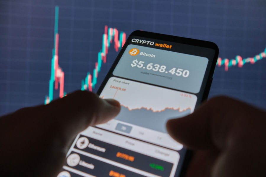 一个人正在访问加密货币钱包