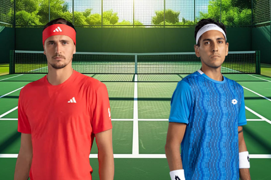 alexander zverev contro alejandro tabilo su un campo da tennis