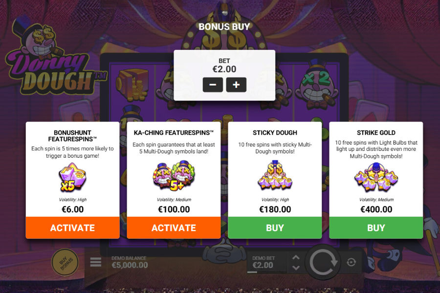 demo play of the donny dough slot