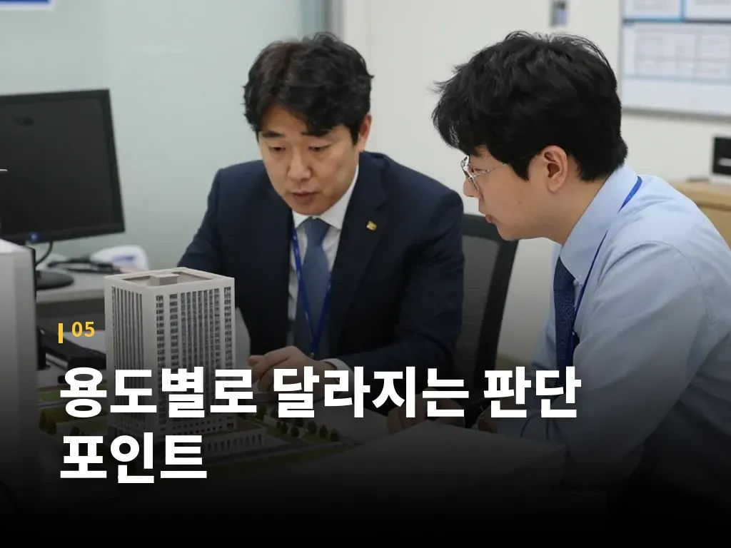 용도별로 달라지는 판단 포인트 이미지