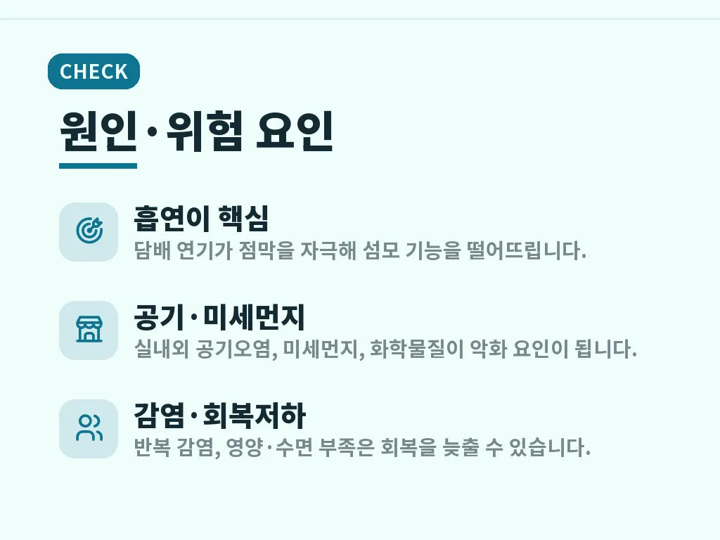 기관지염폐렴으로 번지기 쉬운 상황 이미지