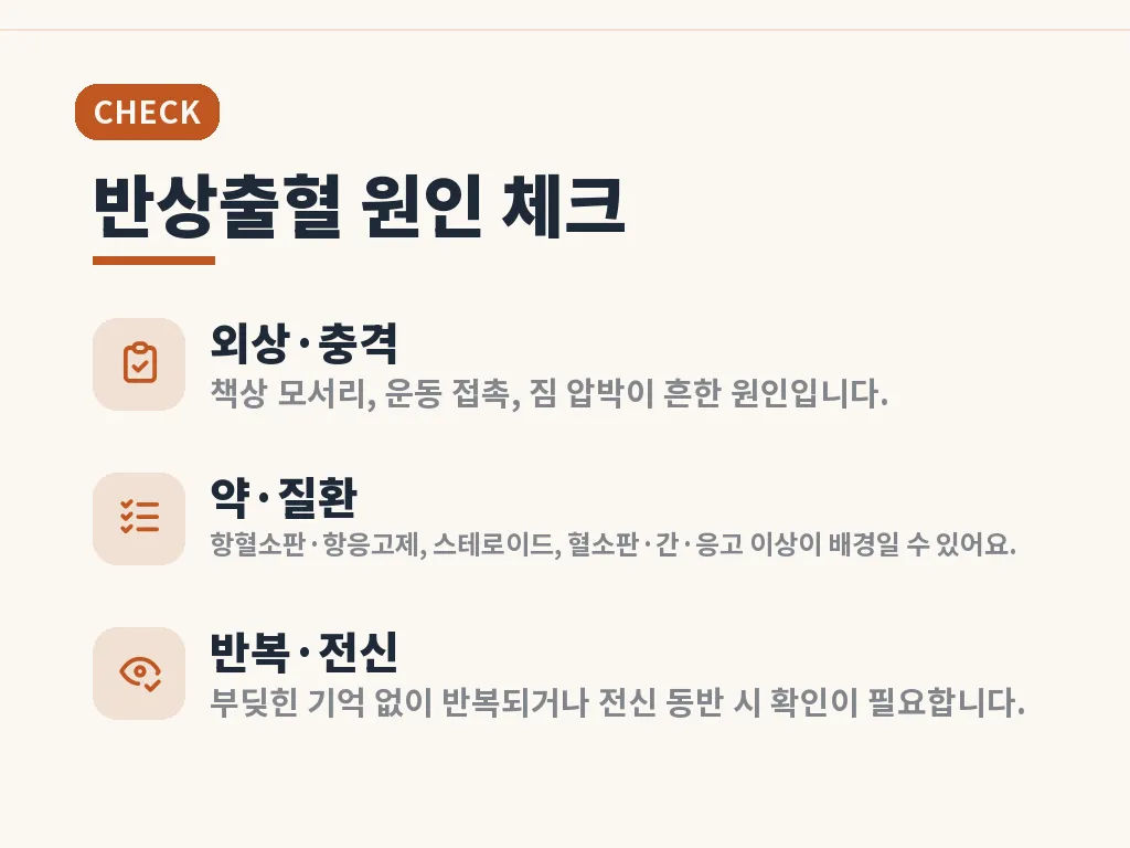 반상출혈 대응 순서 이미지