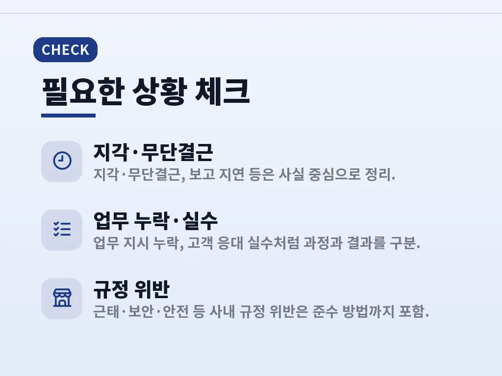 시말서 유형별 작성 포인트 이미지