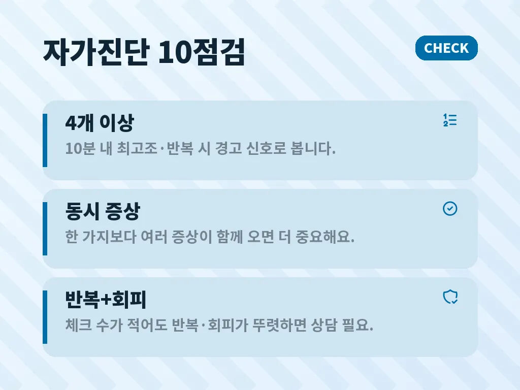 공황장애 자가진단 후 단계별 대처법 이미지