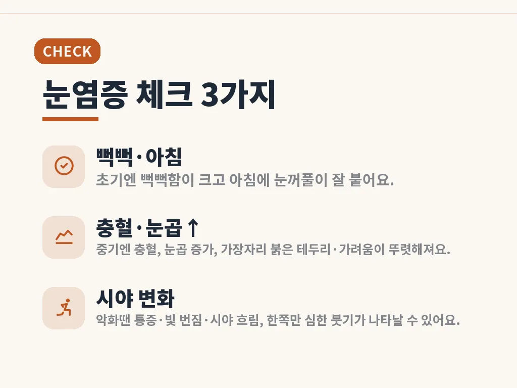 눈 염증과 비슷한 전신 증상 구분법 이미지