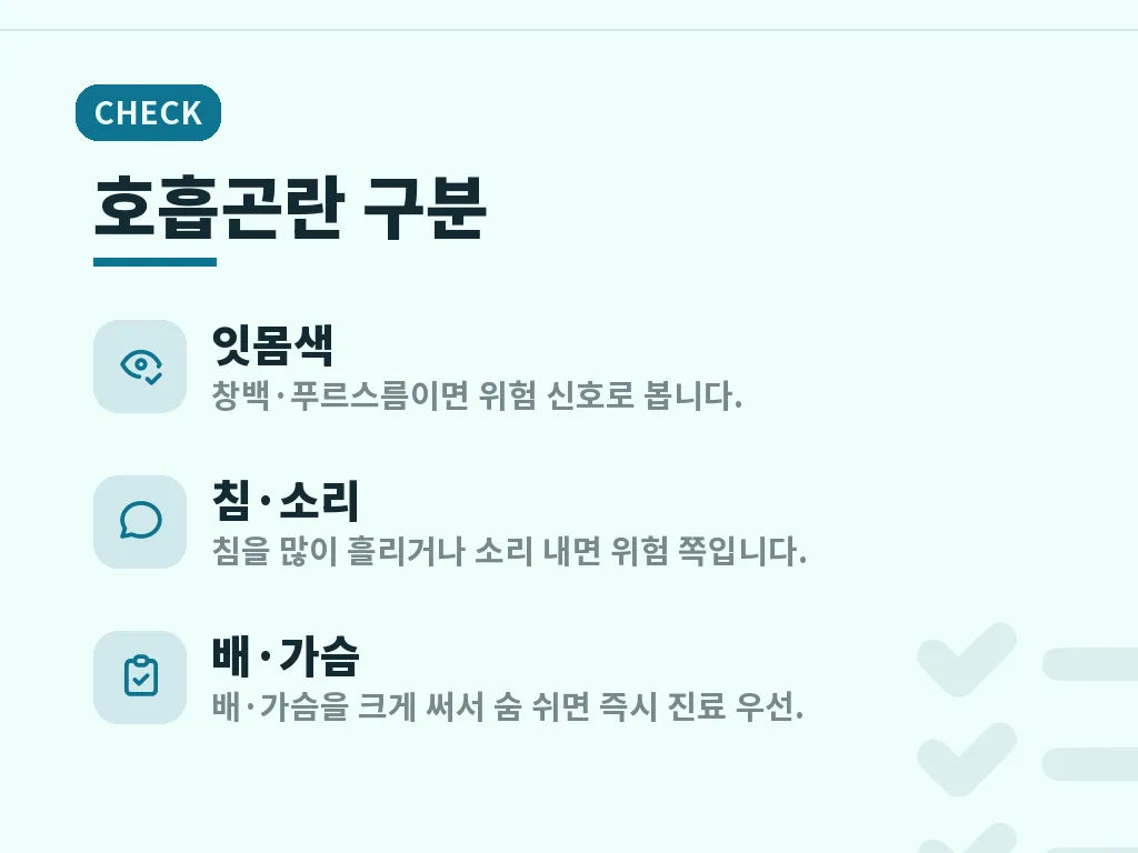 숨가쁨이 잘 나타나는 상황별 분류 이미지