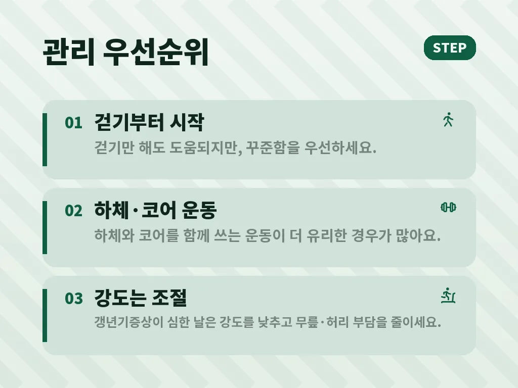 갱년기증상과 함께 나타나는 열감, 수면, 기분 변화 이미지