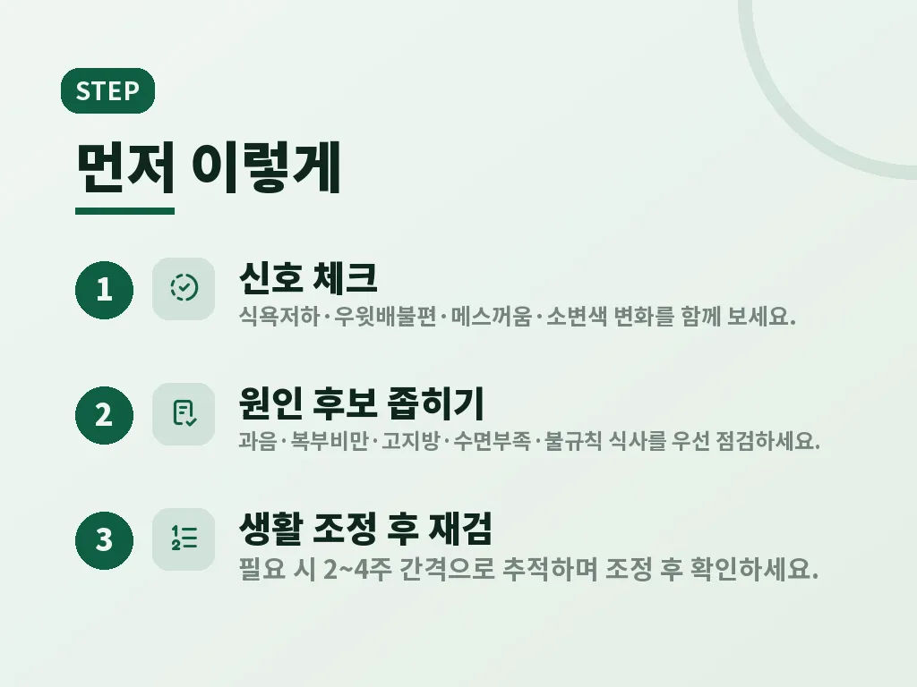생활습관으로 간 부담 줄이는 단계 이미지