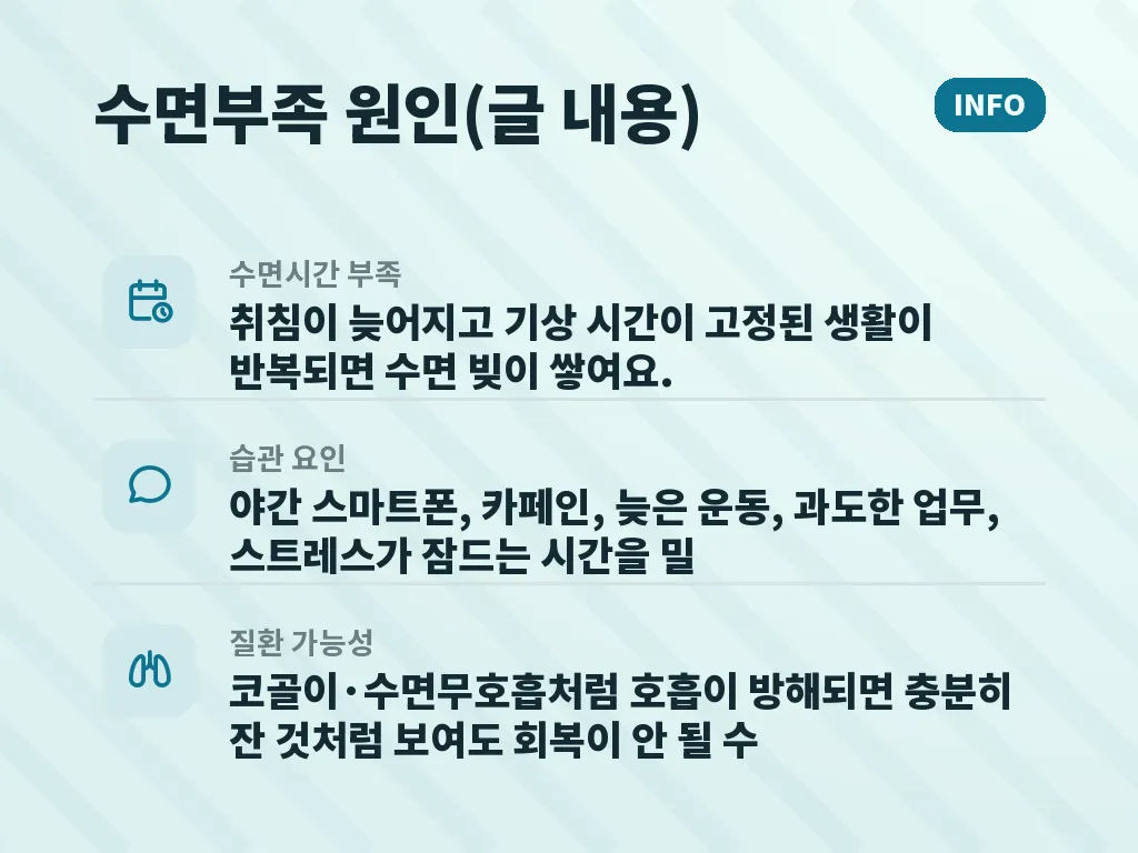수면부족증상 예방 습관 이미지