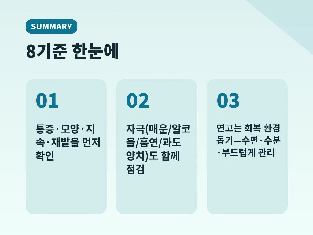 병원 진료가 필요한 경고 신호 이미지