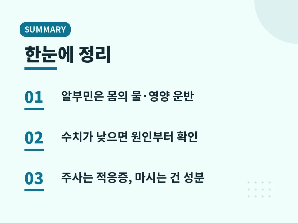 알부민 관련 제품을 선택할 때 주의할 점 이미지