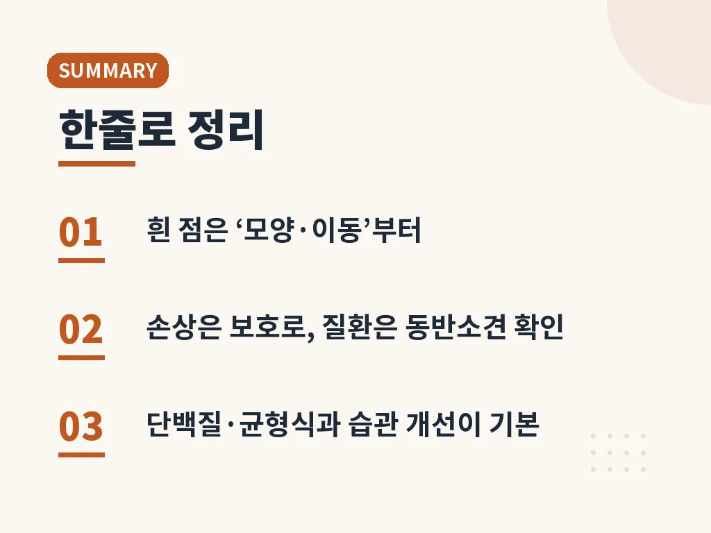 손톱 흰반점 핵심요약 이미지