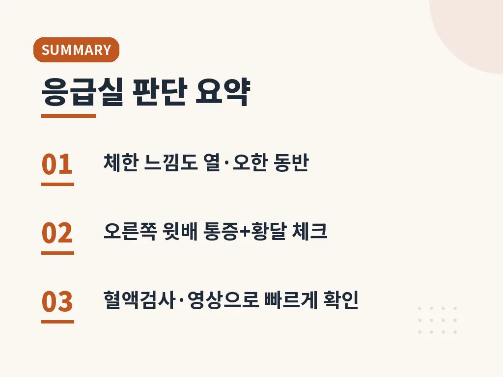 담도염 환자와 가족이 기억해야 할 실전 대응 이미지