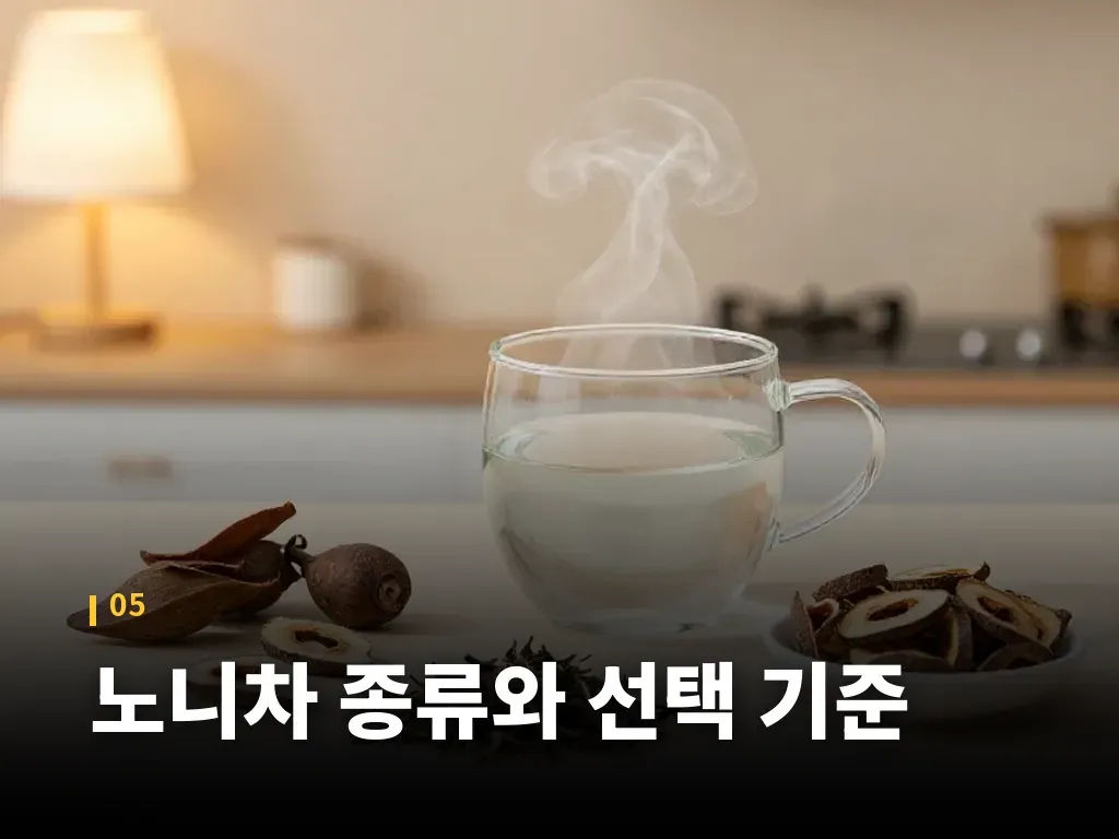 노니차 종류와 선택 기준 이미지