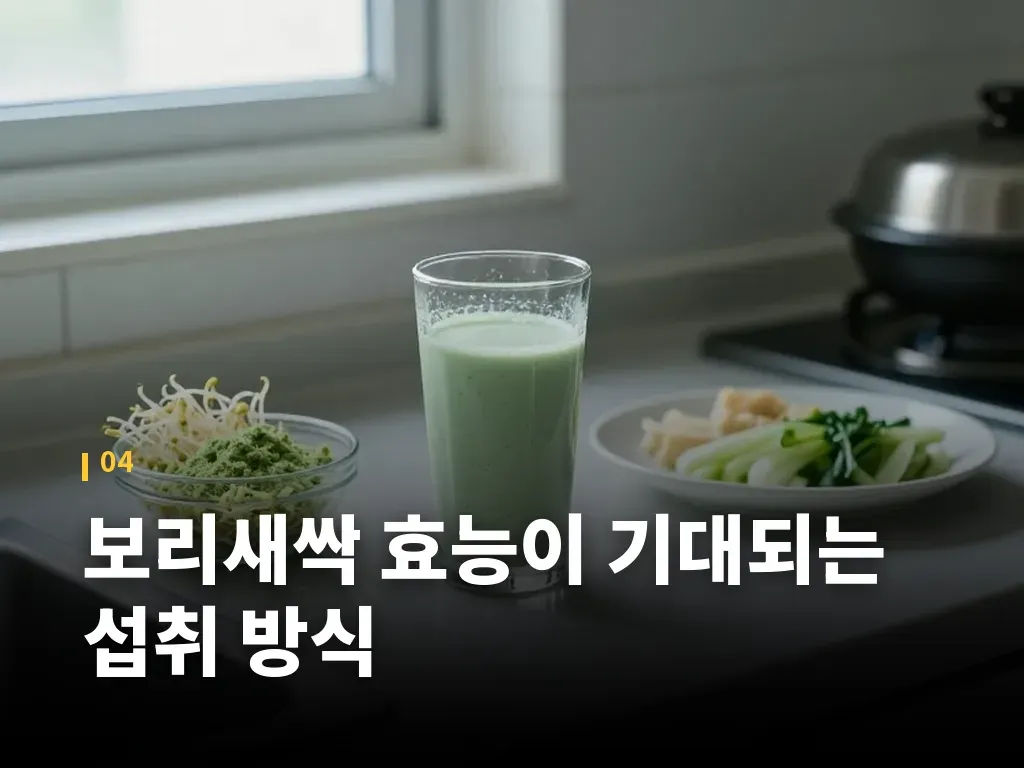 보리새싹 효능이 기대되는 섭취 방식 이미지