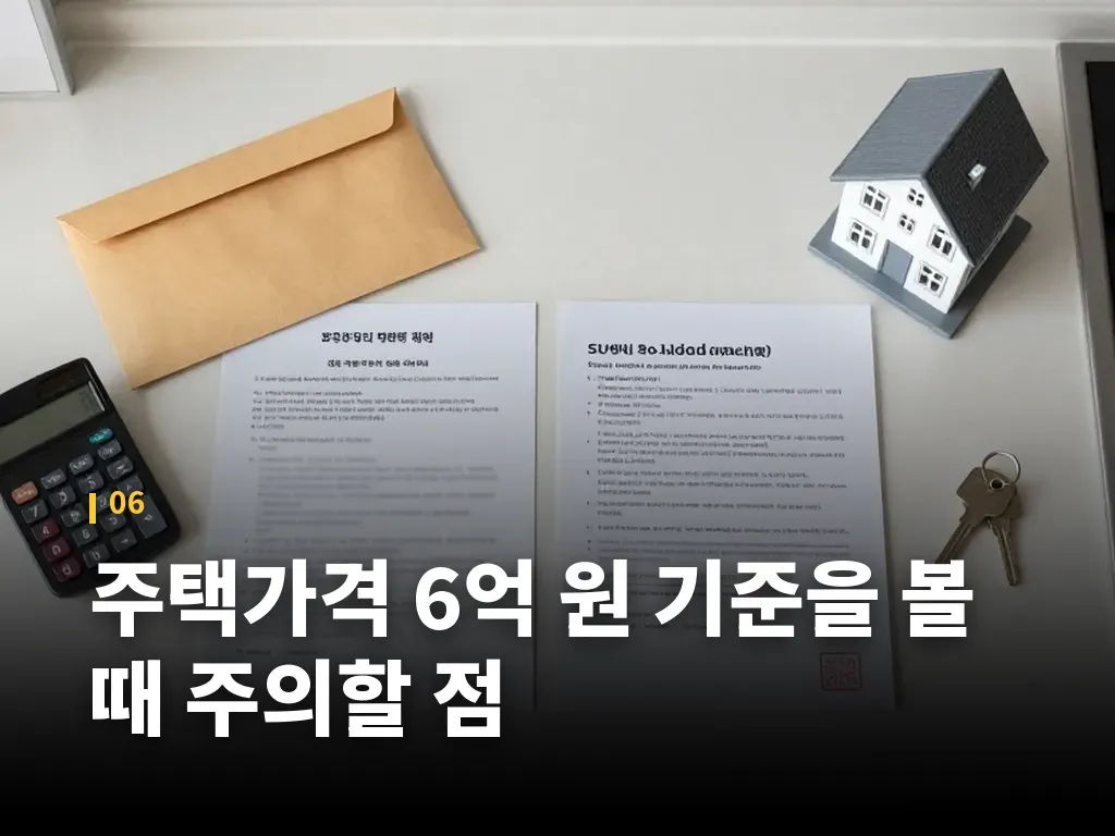 주택가격 6억 원 기준을 볼 때 주의할 점 이미지