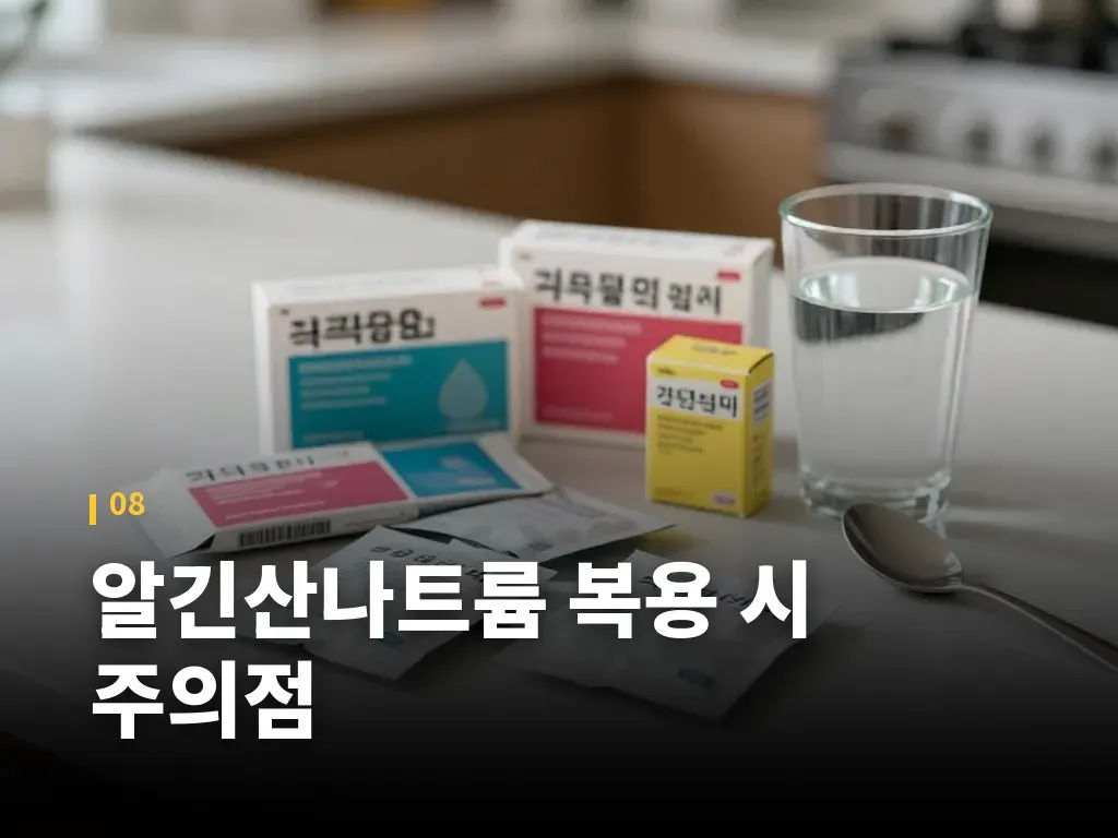 알긴산나트륨 복용 시 주의점 이미지