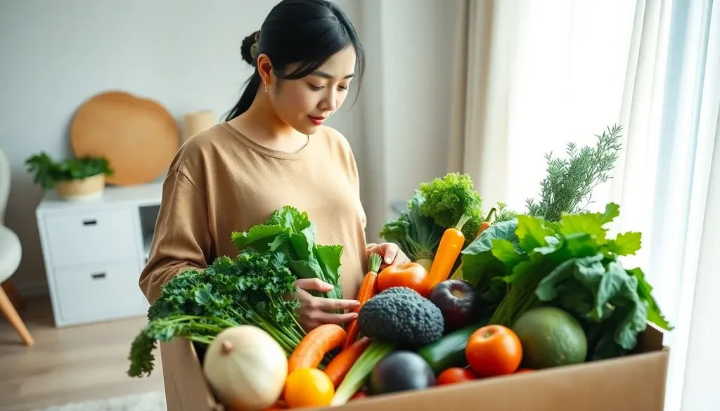임산부 친환경 농산물 꾸러미와 일반 식품 지원 정책 비교 이미지