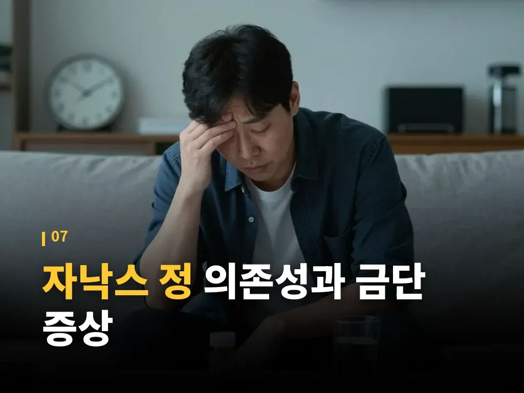 자낙스 정 복용 시 실생활 시나리오 이미지
