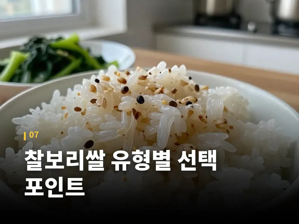 찰보리쌀 유형별 선택 포인트 이미지