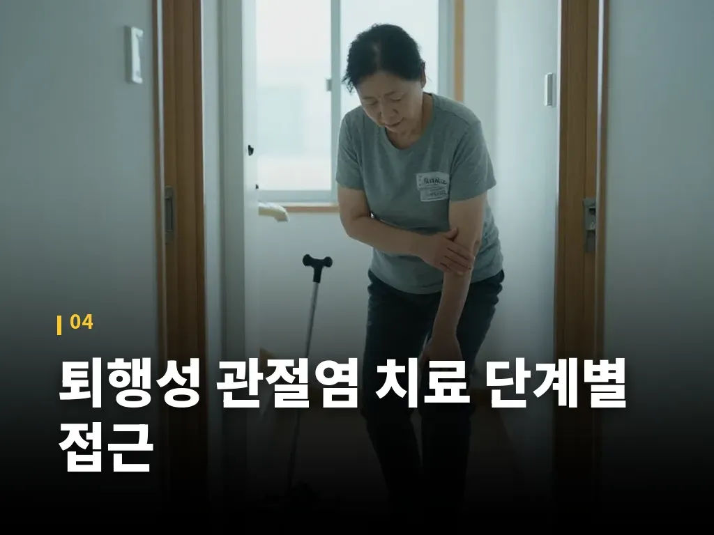 퇴행성 관절염 치료 단계별 접근 이미지
