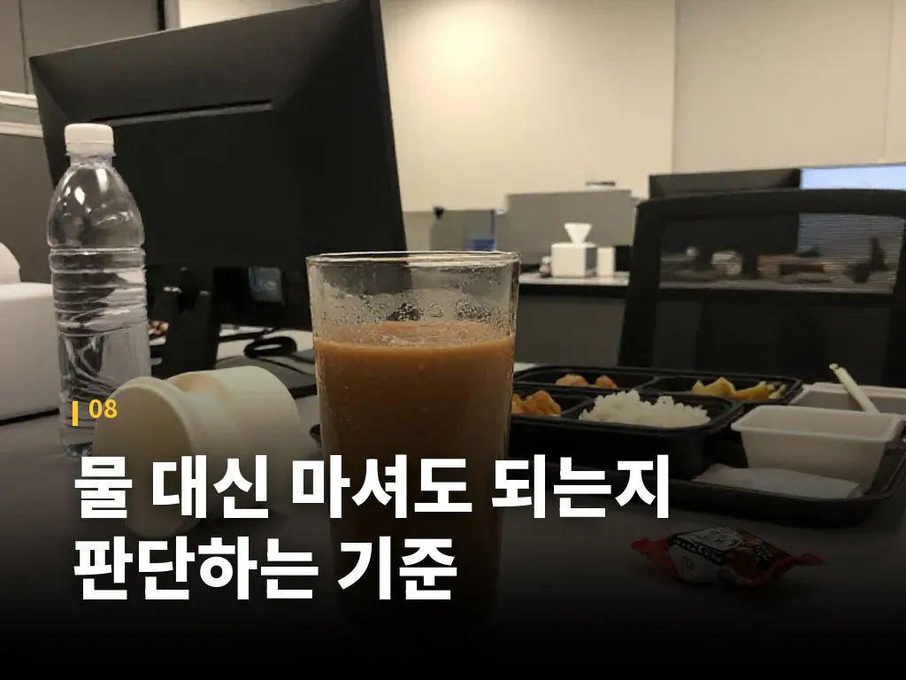 물 대신 마셔도 되는지 판단하는 기준 이미지