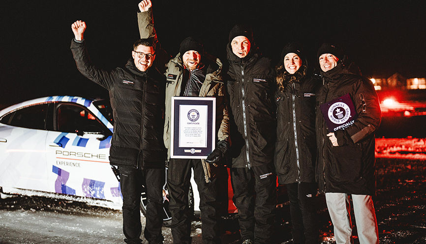 Porsche Taycan Sets Guinness World Record for Longest Drift on Ice