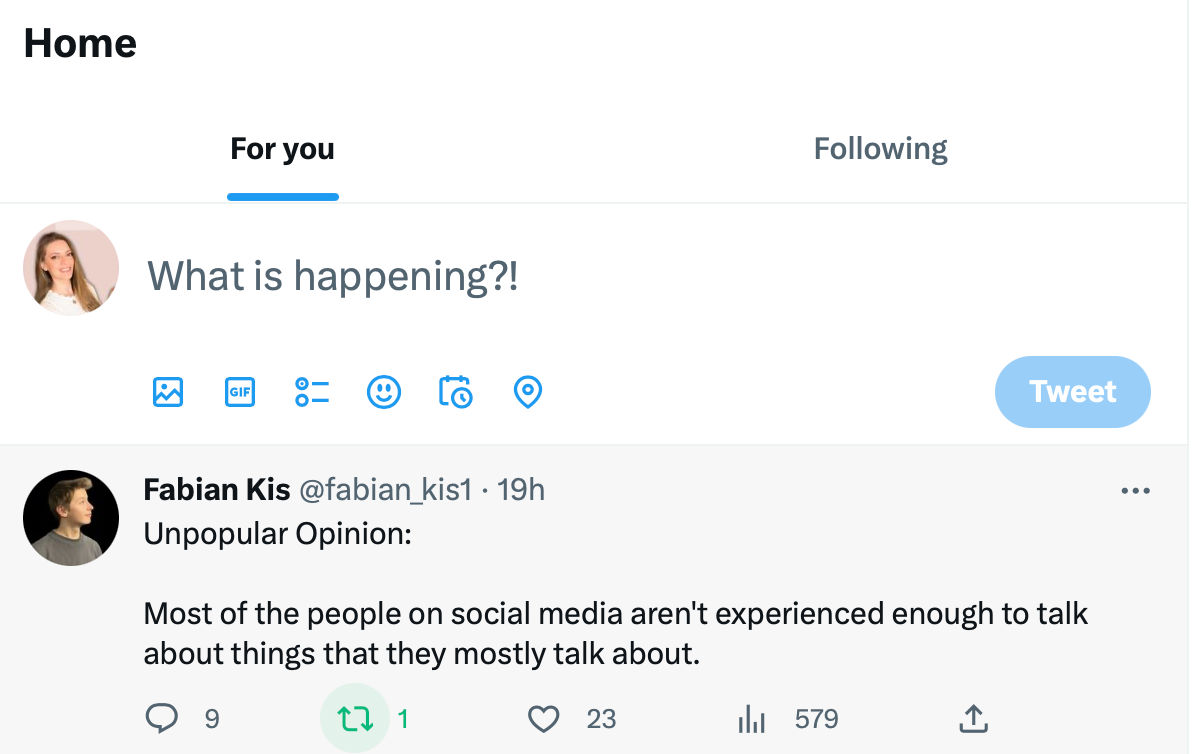 A screenshot of Twitter highlighting the retweet button