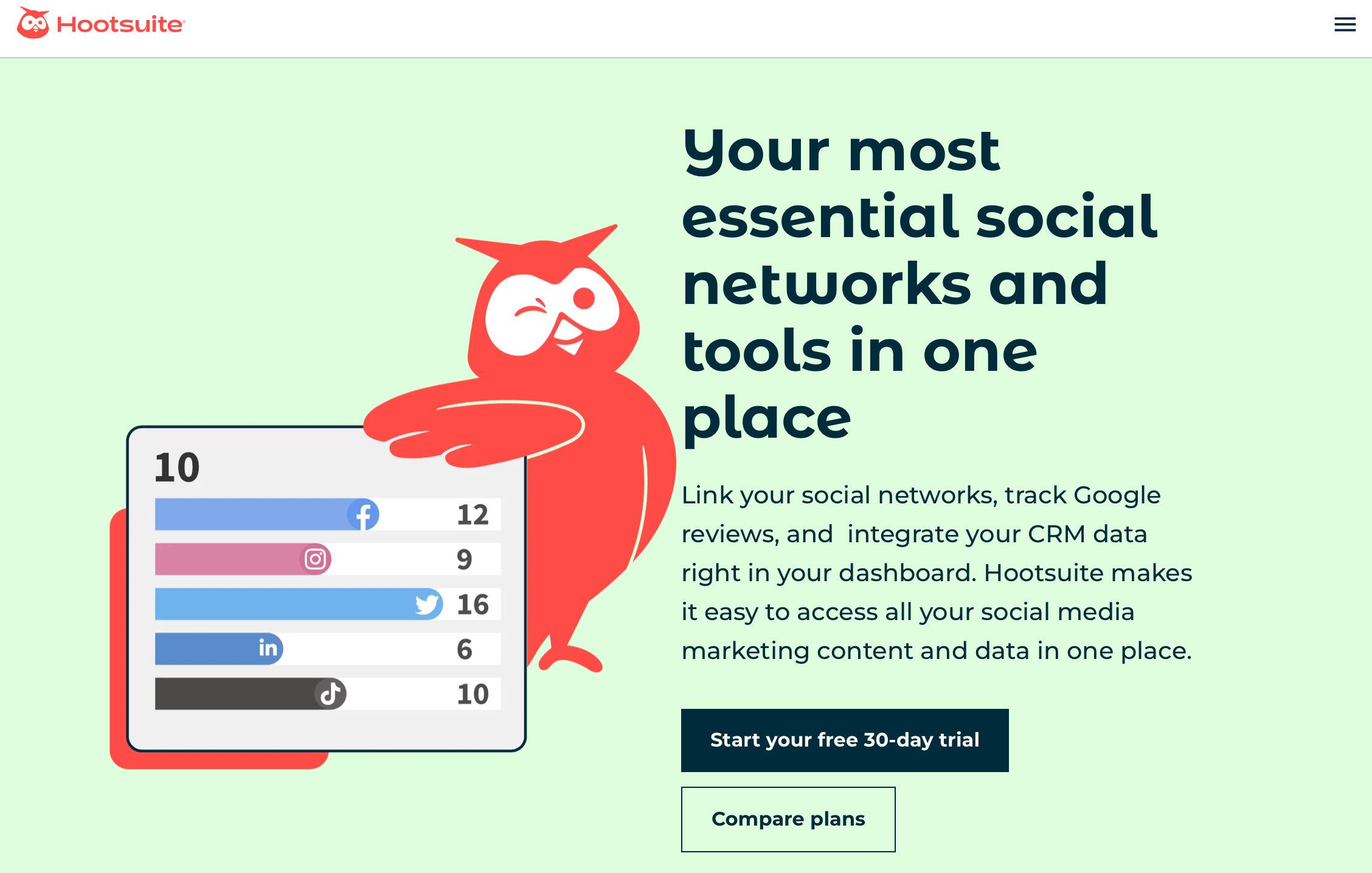 Screenshot of hootsuite.com's website homepage