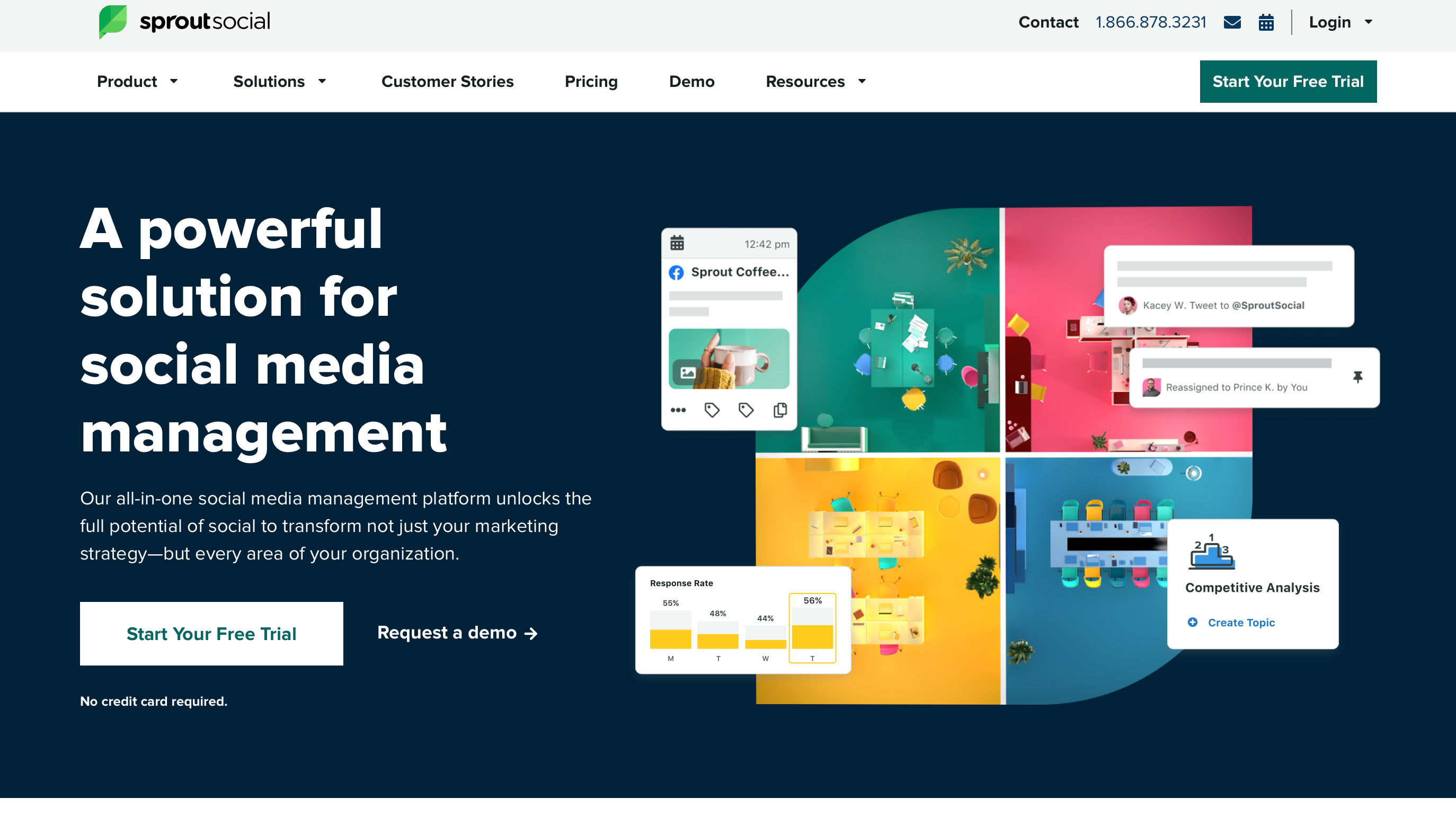 Screenshot of Sprout Social's homepage