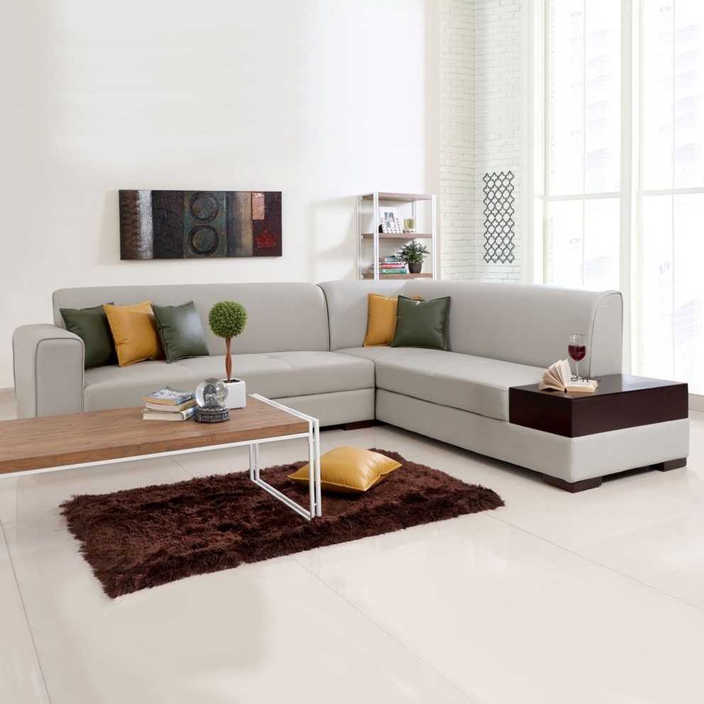 Recent L Shaped Sofas For L Shaped Sofas, Alden Leatherette L Shape Sofa Left – Light Beige (Photo 4 of 20)