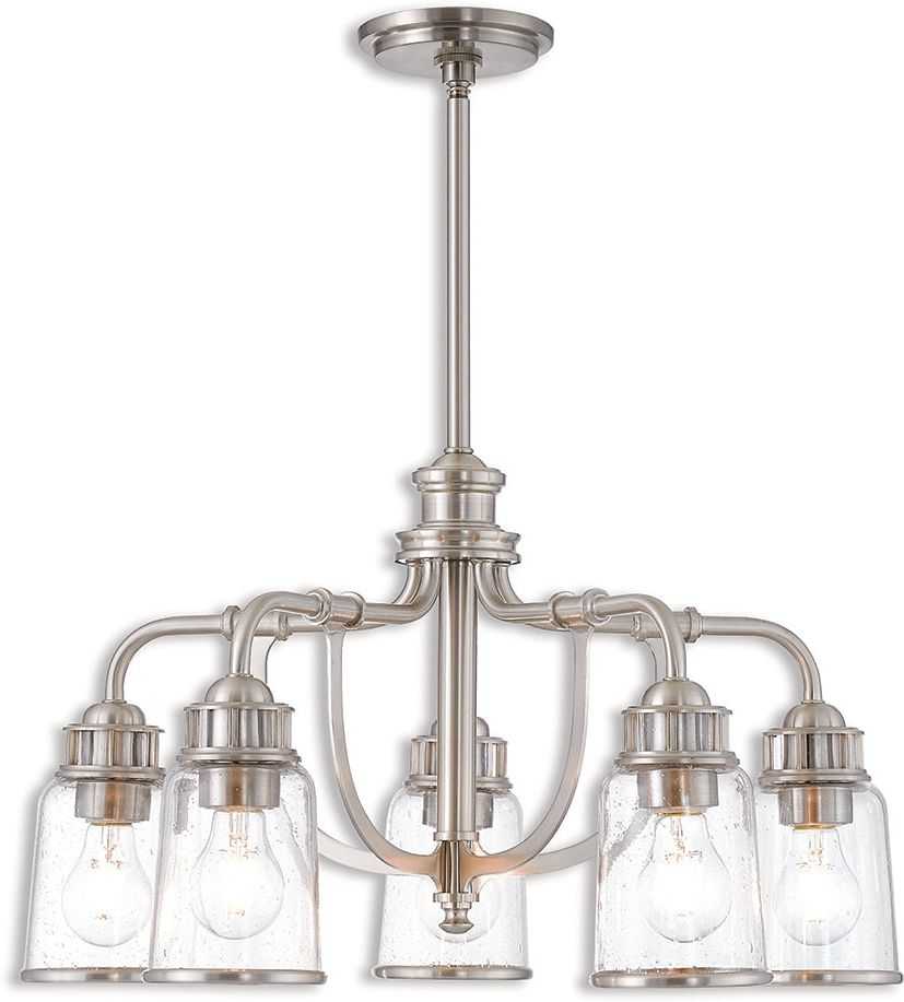 Featured Image of Brushed Nickel Metal And Wood Modern Chandeliers