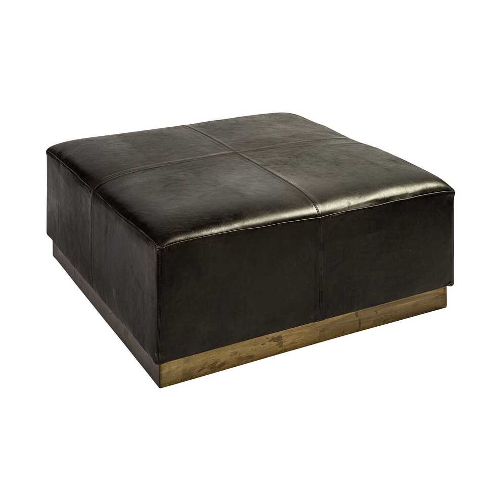 Featured Image of Black Leather Wrapped Ottomans