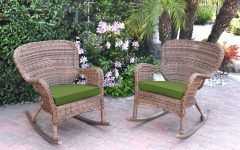 Green Rattan Outdoor Rocking Chair Sets