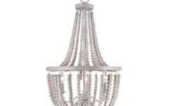 White and Weathered White Bead Three-light Chandeliers