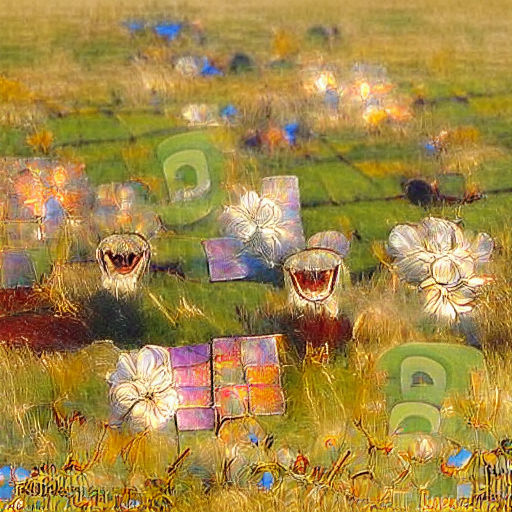 Happy flowers in a sunlit field