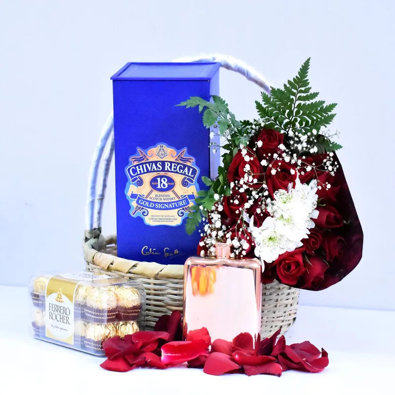Chivas Regal & Red Roses Gift Basket liquor - Drinks Vine in Kenya