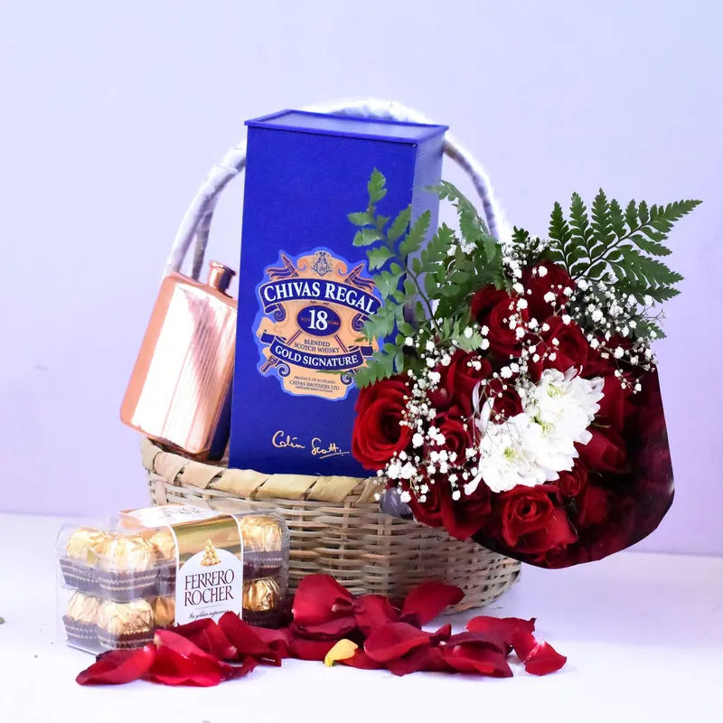 Chivas Regal & Red Roses Gift Basket liquor - Drinks Vine in Kenya