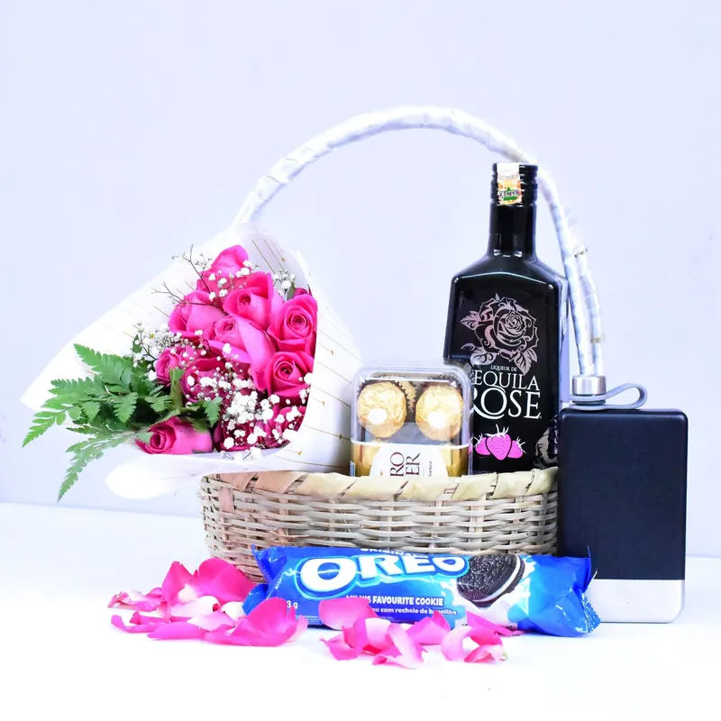 Tequila rose and flower basket  liquor - Drinks Vine in Kenya