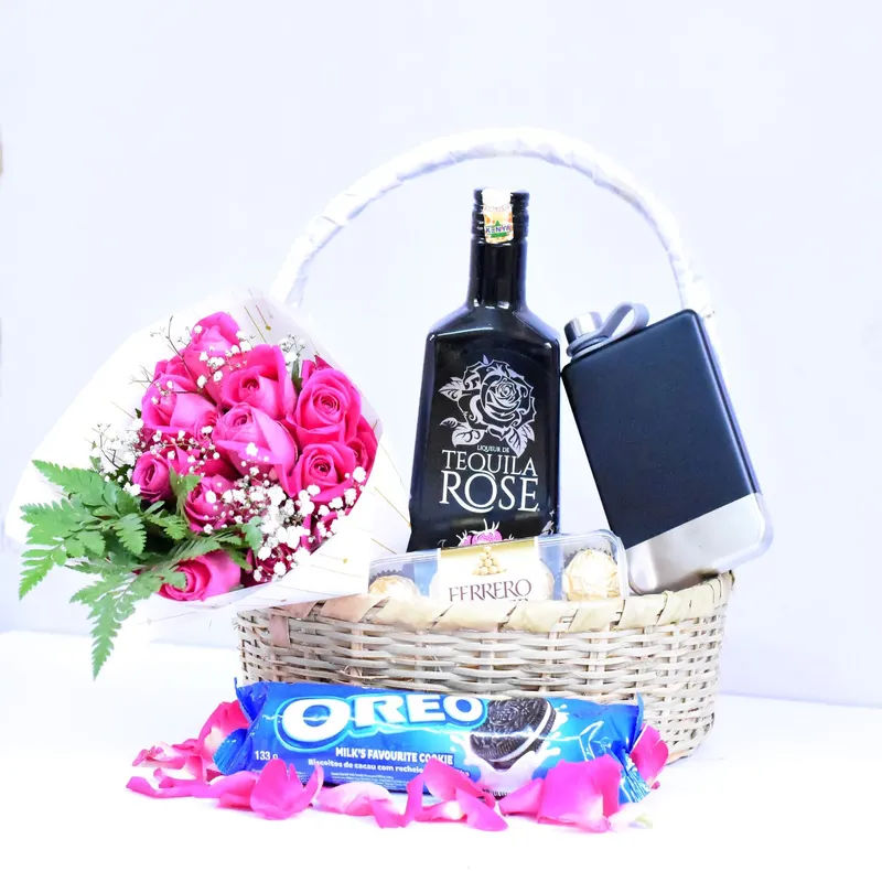 Tequila rose and flower basket  liquor - Drinks Vine in Kenya